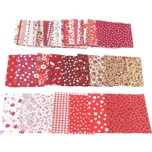 50Pcs 10x10cm Mixed Printed Cotton Sewing Quilting Fabrics Basic Quality for Patchwork Needlework DIY Handmade Cloth
