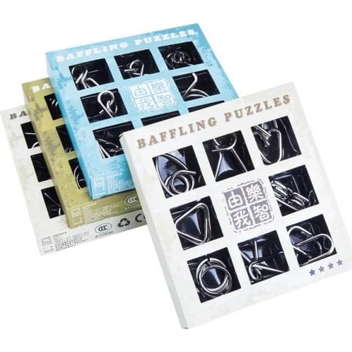 9PCS/Set IQ Metal Wire Puzzle Mind Brain Teaser Entanglement Puzzles Game for Children Adults