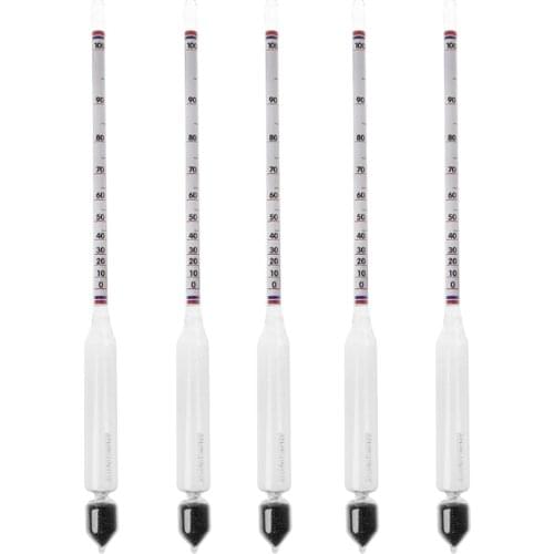 New 5 Pcs Hydrometer Tester Vintage Tools Alcoholmeter Alcohol Meter Wine Concentration Meter 0-100 hydrometer alcohol Tools