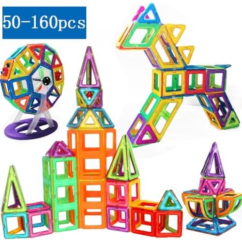 Big Size Magnetic Toys 50-160 Pcs Magnets Kids Blocks Educational Girl Boy Construction Designer Set Castle Plane Children Gift