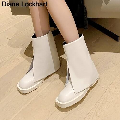 Brand Designer Womens Wide Leg Boots Cow Leather Winter Warm Flat Boot Knee High Boots Woman Slit Short Botas Mujer Bottes 40