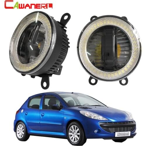 Cawanerl For Peugeot 206+ 2009 2010 2011 2012 Car LED Kit Fog Light Daytime Running Lamp DRL Angel Eye 3000LM 12V Styling