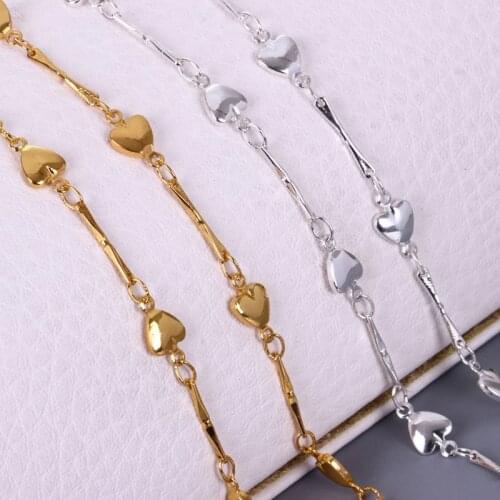 New Copper Chain Silver Rose Gold Plating Fancy Heart Shape Link Chains Handmade Jewelry Making Accessories 10m/roll Wholesale