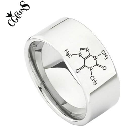 Gothic Caffeine Structure of Chemical Stainless Steel Rings For Jewelry Gifts