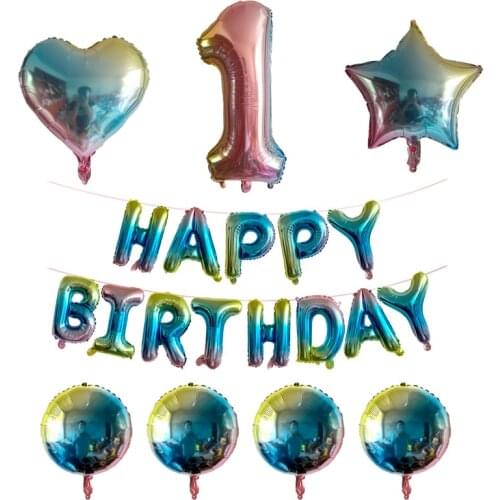 Gradient Color Love Happy Birthday Letter Foil Balloon Rainbow Star Number Balloon Wedding Birthday Party Baby Shower Decor