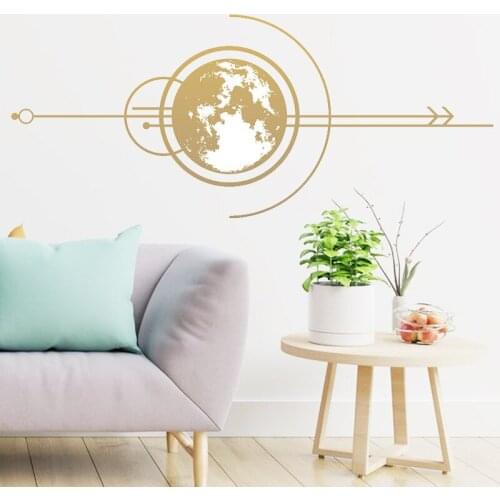 Creative Gold Earth Wall Stickers Arrow Home Decor Living Room Bedroom PVC Wall Decals Removable Decorative Mural Poster