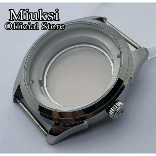Miuksi 42mm sapphire glass silver stainless steel case fit NH35 NH36 movement