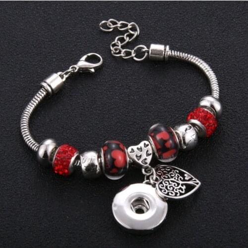 Trendy Metal Beading Snap Bracelet Snap Button Bracelet Bangles fit 18MM Snap Jewelry Tree Heart Beads Making Jewelry
