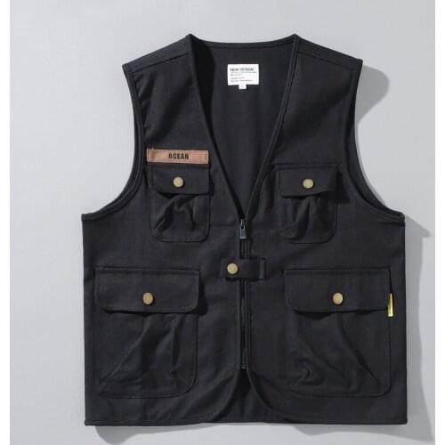 87003 Autumn Cargo Waistcoat Fashion All-Match Multi-Pocket Tracksuit High Street Hip Hop Youth Thicken Handsome Sleeveless Vest
