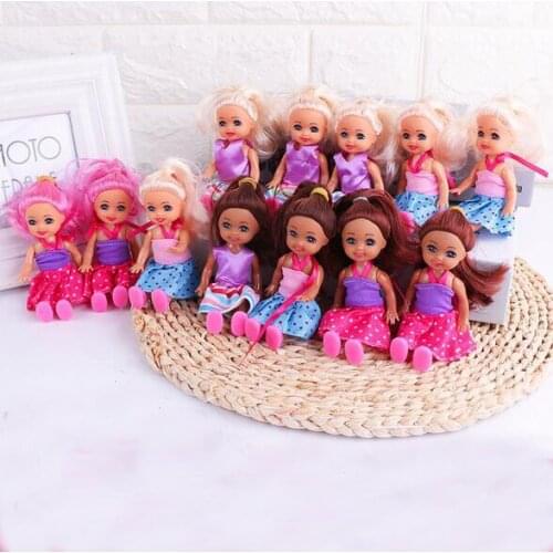 12pcs/a lot 10cm Popular Fashion Plastic Dolls Toys for Girl Beautiful Cute Toy Birthday Present 120701