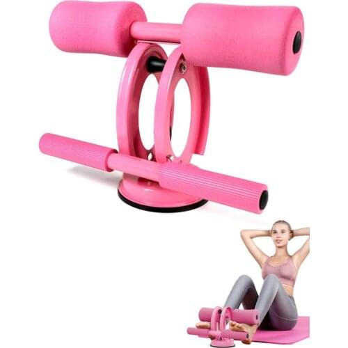 Portable Self-Suction Sit Up Bar Adjustable Sit-Up Aid Equipment With Double-Rod Big Suction Cups for Abdomen/Waist/Arm/Leg Stre