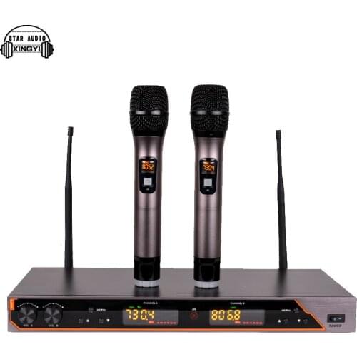 Professional UHF Wireless Microphone System Dual Handheld Mic 2 Channel Display Receiver Mike For UR6S Karaoke KTV Outdoor Party