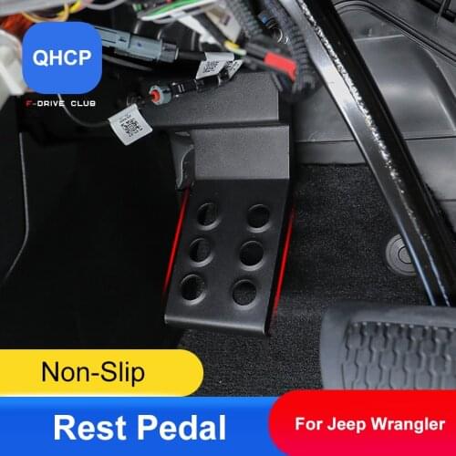 QHCP Black Sport Pedals Fuel Brake Footrest Pedal Cover Car Foot Rest Pedal Covers Accessories For Jeep Wrangler JL 2018-2021