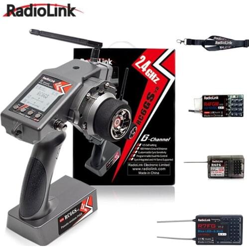 RadioLink RC6GS 2.4G 6CH Rc Car Controller Transmitter w/ R6FG /R7FG Gyro Inside Receiver for RC Car Boat (400m Distance)