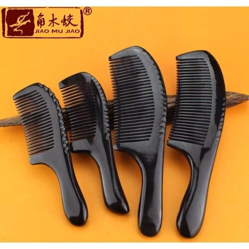 Hot Natural Genuine HQ Buffalo hor comb anti-static anti-dandruff health massage head comb Free shiping
