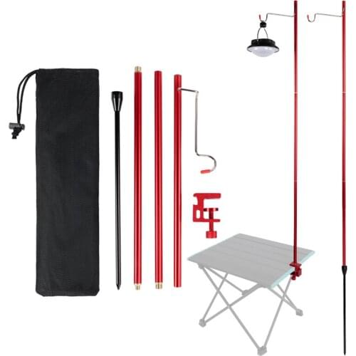 Detachable Camping Tool Foldable Lamp Pole Outdoor Lantern Stand Tripod Bracket Holder Portable Light Hanging Rack Storage Bag