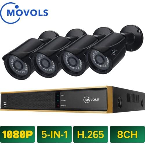 Movols 8CH 1080P AI CCTV camera System 4PCS Outdoor Weatherproof Security Camera H.265 DVR Kit Outdoor Video Surveillance System