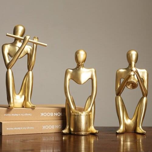 Nordic Abstract Gold Figure Art Sculpture Band Figurine Resin Crafts Desktop Decorations For Home Christmas Wedding Gift R3638