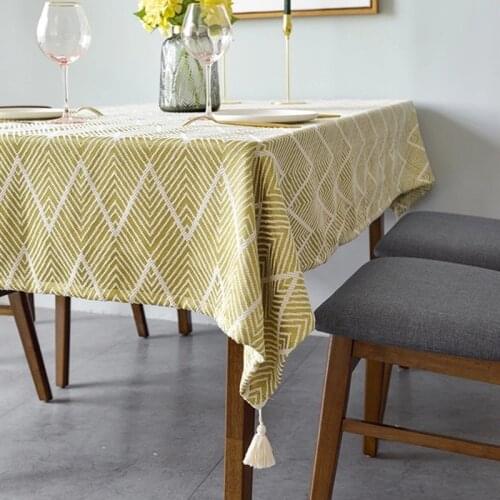 Table Runner Jacquard Weave Pattern Table Cloth Rectangular Tablecloth With Tassels Thick Table Cover For Home Decor Dining Room