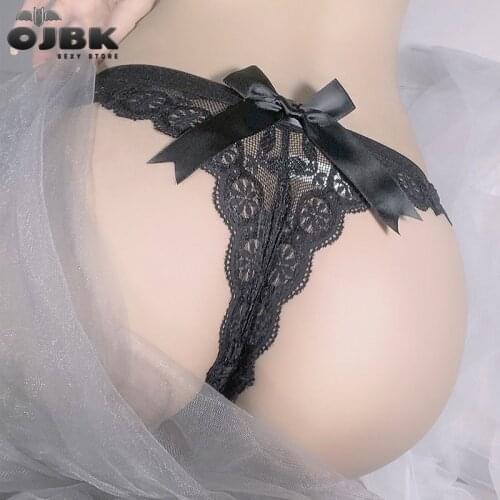 Sexy T-back Thong Kawaii Women Lingerie G String Lace Underwear Femal Sheer Panties Japan Style Hot Sale Transparent Knickers