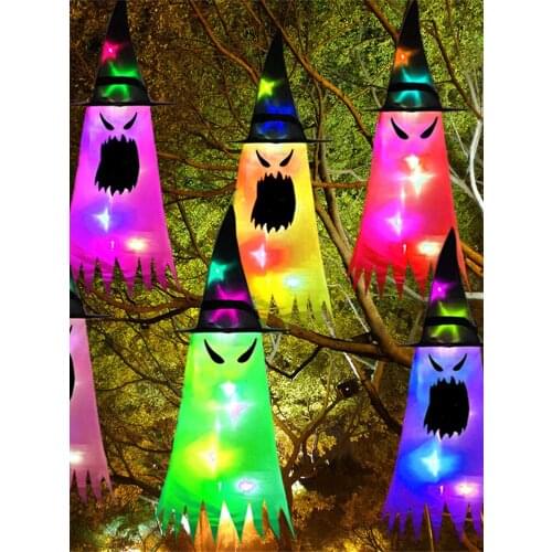 Glowing Halloween Holiday LED Lights Hat Can Be Worn on The Head or As A Pendant Witch Hat Garden Hotel Wedding Decoration 1pc