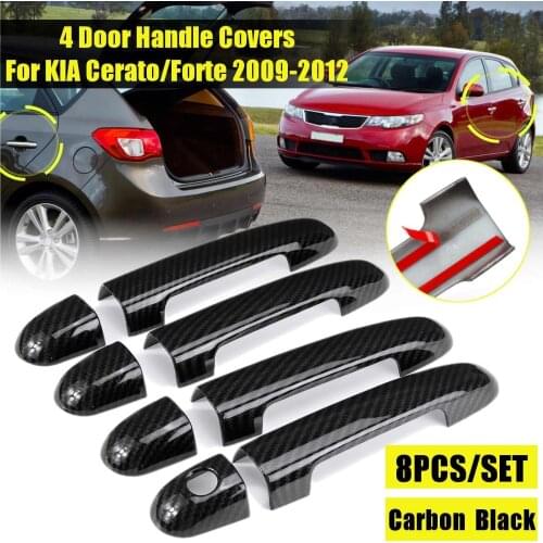 Carbon Black/ Chrome Car Door Handle Covers Trim Sticker Auto Exterior Parts For Kia Cerato Forte 2009 2010 2011 2012