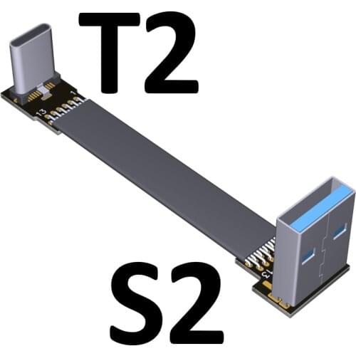 USB 3.0 type-C Fast Charging Data Cable 3A USB Type C double 90 Degree USB C Cable Ribbon Flat Angled Up Down Gooseneck Type