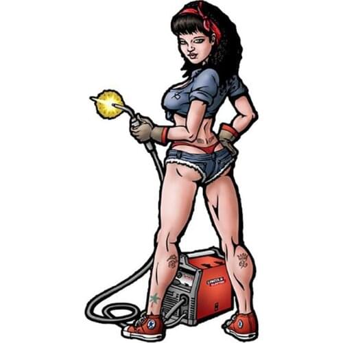 13cm X 7cm Creative Car Sticker Boy Welding Girl Sexy Accessories Vinyl Car Styling Cover Scratches Waterproof PVC