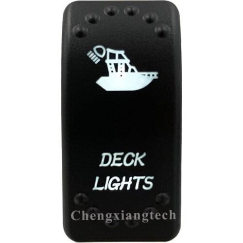 Car Boat SUV UTV RV Truck - White Led -5 Pins-On Off- Laser Etched- Deck Lights -Rocker Switch-12v 24v-Overload Protection-IP66