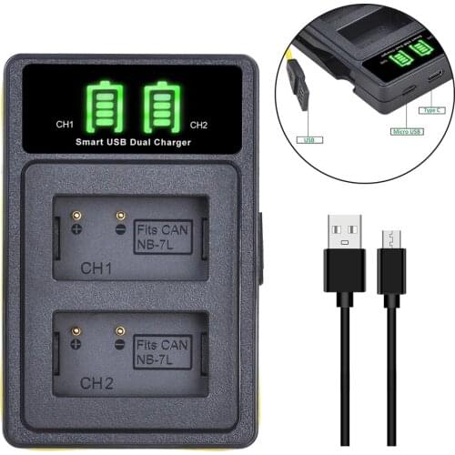 Build-in USB Charger with Type-C for Canon NB-7L NB 7L NB7L Battery Powershot G10 G12 G11 SX30IS SX30 IS