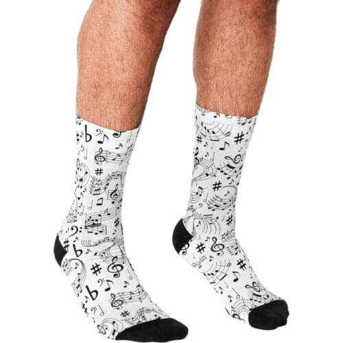 Funny Men socks Musical Notes pattern Printed hip hop Men Happy Socks cute boys street style Crazy novelty Socks for men