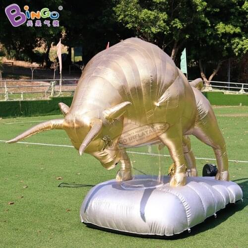 Custom Built 3.3X1.3X1.9 Meters Large Golden Inflatable Bull Ox Model for New Year Decoration Toys BG-C0409
