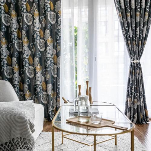 European Printing Blackout Curtains For Living Room Floral Decoration In The Bedroom Window Treatment Single Panel Black Cortina