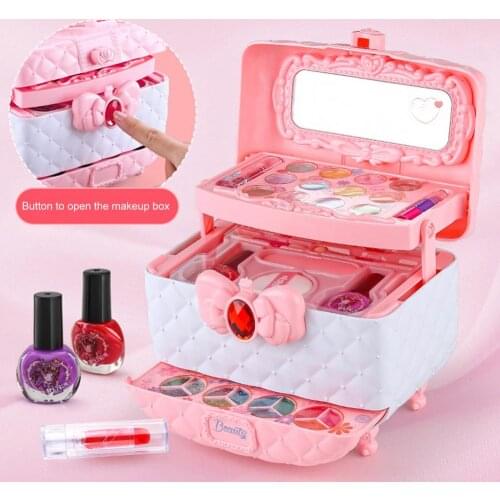 1 Set Kids Makeup Kit For Girls Washable Safe Cosmetics Toys Princess Dress Tables Childrens Cosmetics Birthday Gift