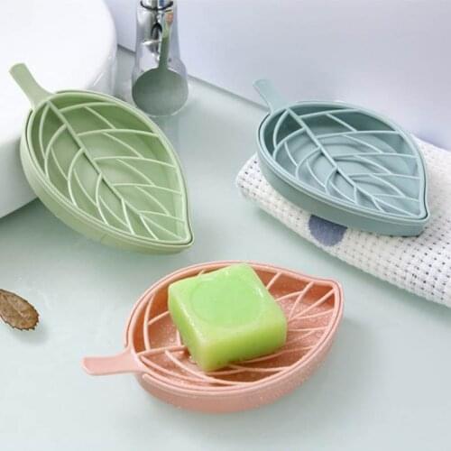 Leaf Shape Portable 1Pcs Plastic Sopa Container Soap Dish Multi-functional Soap Box Bathroom Accessories Double Layer