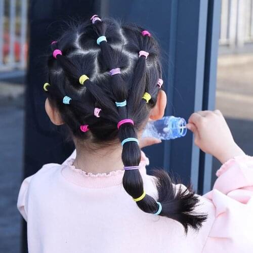 100Pcs/Lot Kids Hair Accessories High Quality Elastic Hair Bands 3cm Small Rubber Rope Safe Headdress Hair Elastics for Girls