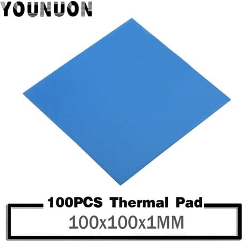100pcs YOUNUON 100x100mm 1mm thickness Thermal Pad GPU CPU Heatsink Cooling Conductive Silicone Pad 100mm*100mm*1mm