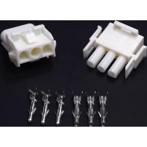 2 Sets 3 Pin Way TE Automobile Elevator Connector Socket 6.3MM Male Female Pitch To Plug Air Docking 63080 6358