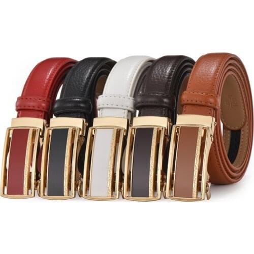 2019 Automatic Buckle Women Belts Leisure Jeans Narrow Belt Luxury Brand Genuine Strap Women Designer Female Belt w/2.4cm