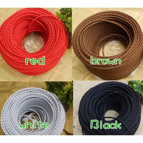 2X0.75mm textile Fabric braided twisted supply power cord pendant woven twisted braided power cord free shipping