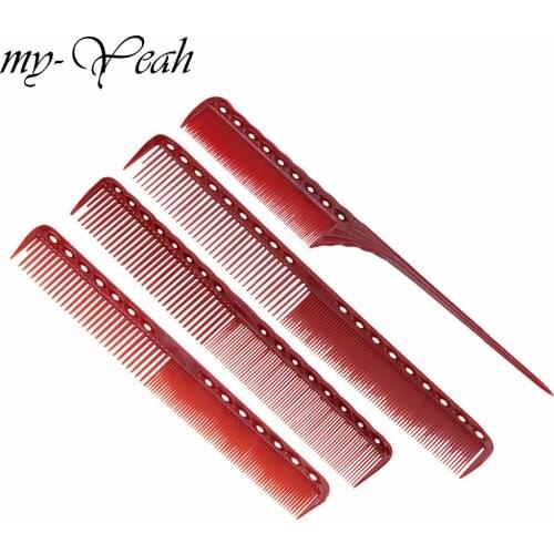4pcs/Set Anti-Static Red Hairdressing Comb Detangling Platic Straightening Comb Barber Hair Different Design Combs Set DIY Home