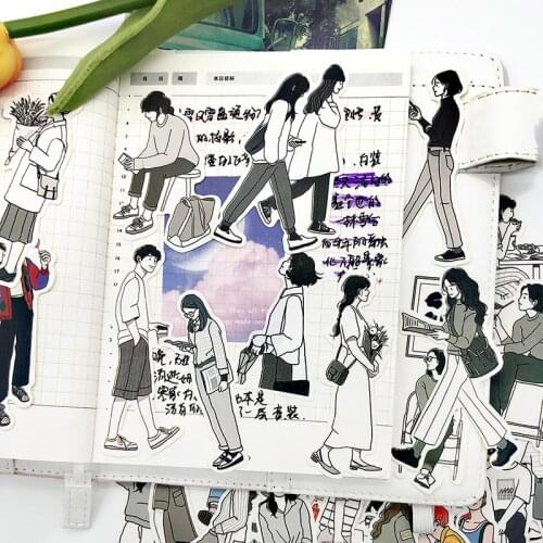 51Pcs/bag Couple stickers DIY scrapbooking our happy life series photo album journal happy planner gift decoration