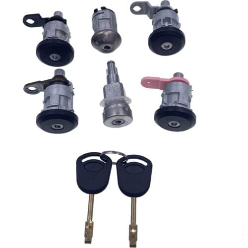 6Pcs Full Left Right Lock Set Front Rear Door Ignition with 2 Keys For Ford Transit MK5 1994-2000 Car Accessories 95VB-B22050-FG