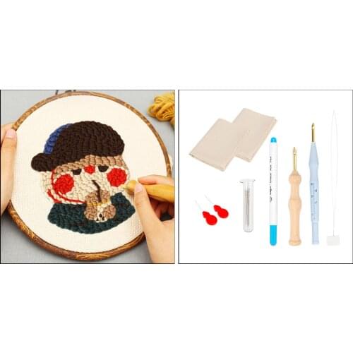8Pcs Punch Needle Set, Embroidery Beginner Kit with Poking Needles, Needle Threader Knitting Stitch Markers for DIY Crafts