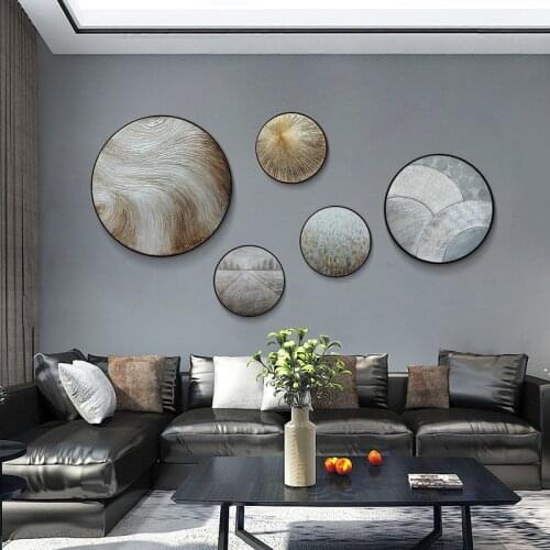 Abstract Gray Canvas Print Painting Gold foil geometric Circle Poster Wall Art Pictures Canvas Living Room Office Home Decor