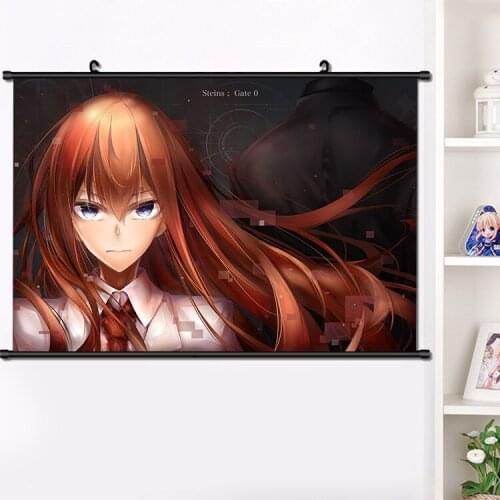 Anime Steins;Gate Okabe Rintarou Makise Kurisu Wall Scroll Mural Poster Wall Hang Poster Otaku Home Decor Art Gifts 40*60cm
