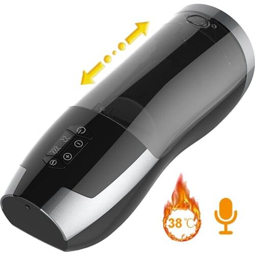 Automatic Telescopic Male Masturbator Heating Piston Masturbation Cup Moans Thrusting Sex Machine for Male Sex Toys for Men