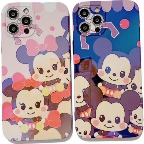 Disney Phone Case with Stand Bracket Covers for 11 Pro Max SE 2020 7 8 12 Pro X XS XR 7Plus 8Plus Blu-ray Mickey Mouse Cases
