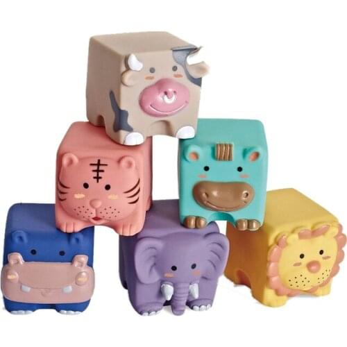 Baby Sensory Toys Building Silicone Blocks Grasp Toy 3D Silicone Building Blocks Soft Ball Kid Rubber Bath Baby Toy