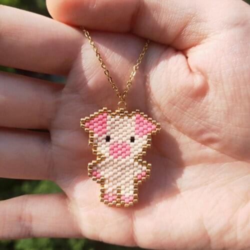 FAIRYWOO Pink Pendant Necklace Pig Jewelry Animals Cute New Trendy Hot Gold Chain Lover Friendship Gifts Woman Kid Dropshipping